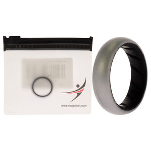 Silicone Wedding BR Solid Ring - Black-Silver by ROQ for Women - 6 mm Ring
